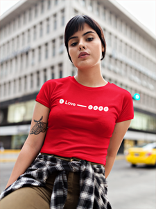 Love Line . T-shirt Women Classic Crewneck Red