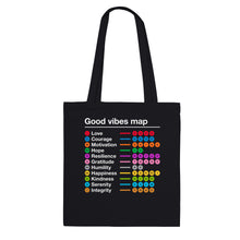 Load image into Gallery viewer, Good Vibes Map . Tote Bag Black
