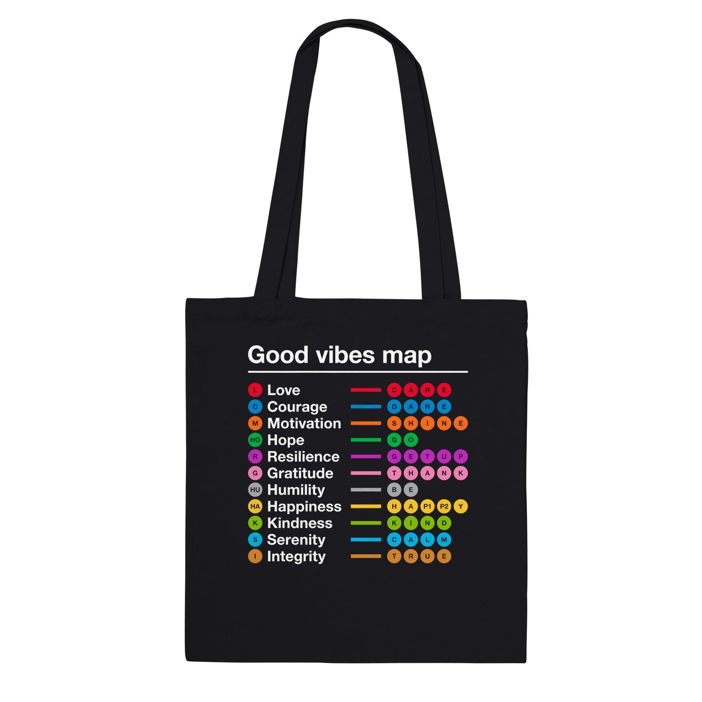 Good Vibes Map . Tote Bag Black