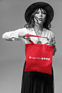 Love Line . Tote Bag Red