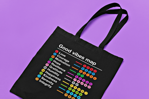Good Vibes Map . Tote Bag Black