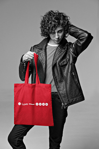 Love Line . Tote Bag Red