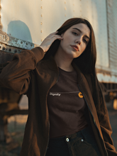 Load image into Gallery viewer, Dignity . T-shirt Unisex Classic Crewneck Brown
